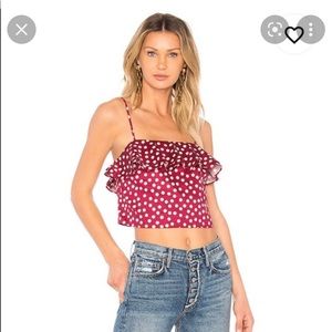 Red/White polka dot crop tank